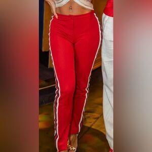 GUCCI WOMEN'S SYLVIE RED LEGGING STIRRUP WITH BRB WEB STRIPE PANT (SMALL)